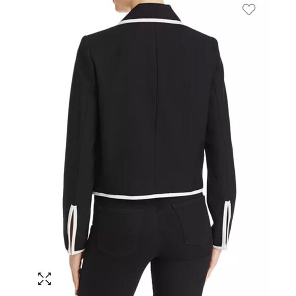 ❤️ Frame double breasted contrast trims blazer,black /white, Plus Size 14 - Picture 3 of 14